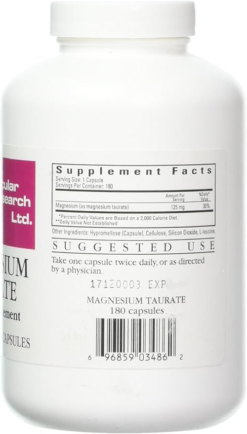 Cardiovascular Research Ecological Formulas Magnesium Taurate Capsule 125 mg 180 Count (EFMGT180)