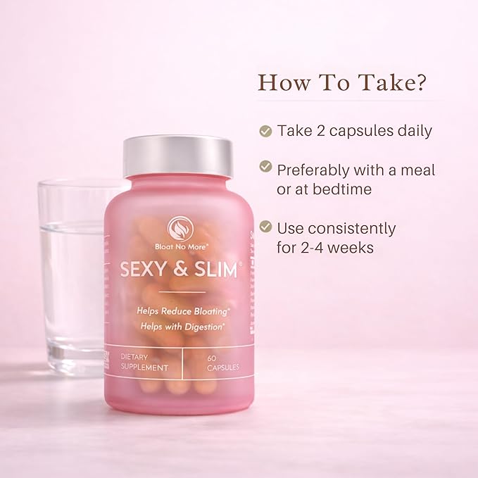 Bloat No More Digestive Enzymes - Sexy and Slim Bloating Relief for Women Helps Debloating and Gas Relief &amp Promotes Digestion with Fenugreek &amp Dandelion - 60 Count