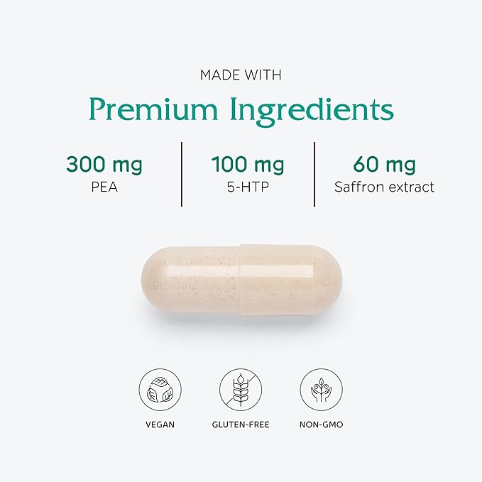 Vitanica Fibro Formula Fibromyalgia Relief Support Saffron Extract 60mg 5 HTP 100mg Pea 300mg Dr Formulated Neuro Muscular Support Supplement Vegan Non-GMO 60 Capsules
