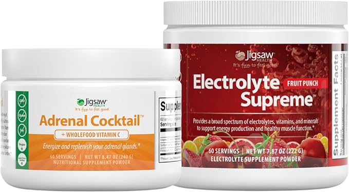 Jigsaw Health Bundle | Adrenal Cocktail 60 Servings (Jar) and Electrolye Supreme (Fruit Punch) 60 Servings (Jar)