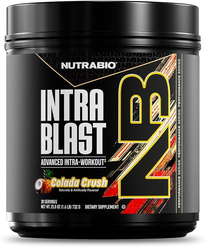 NutraBio Intra Blast Bcaa Powder Amino Acid Supplement Electrolyte &amp Hydration Blend Intra Pre Workout &amp Muscle Recovery 20g Eaa Amino Acids Powder 5g Glutamine- Colada Crush 30 Serving
