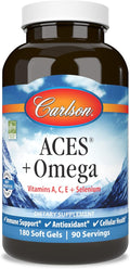 Carlson - ACES + Omega Vitamins A C E &amp Selenium + Omega-3s EPA and DHA Health Support 180 Softgels