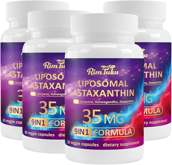 Liposomal Astaxanthin Supplement Complex 9-in-1 with Ashwagandha Lycopene Zeaxanthin Antioxidant Supplement Support Eye Skin &amp Joint Health 240 Capsules