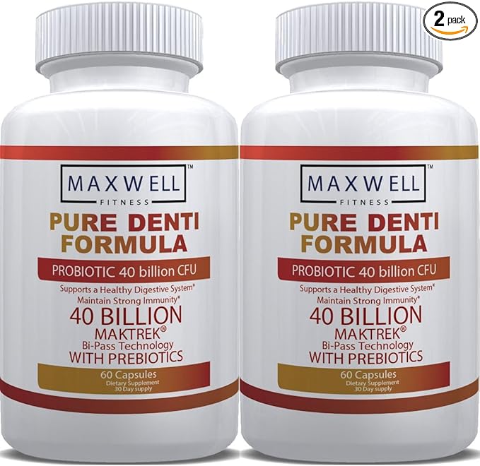 Pure Denti Pro Formula Probiotic 40 Billion CFU with Prebiotics Dental Health Bad Breathe Solution 60 Capsules 30 Day Supply (2)
