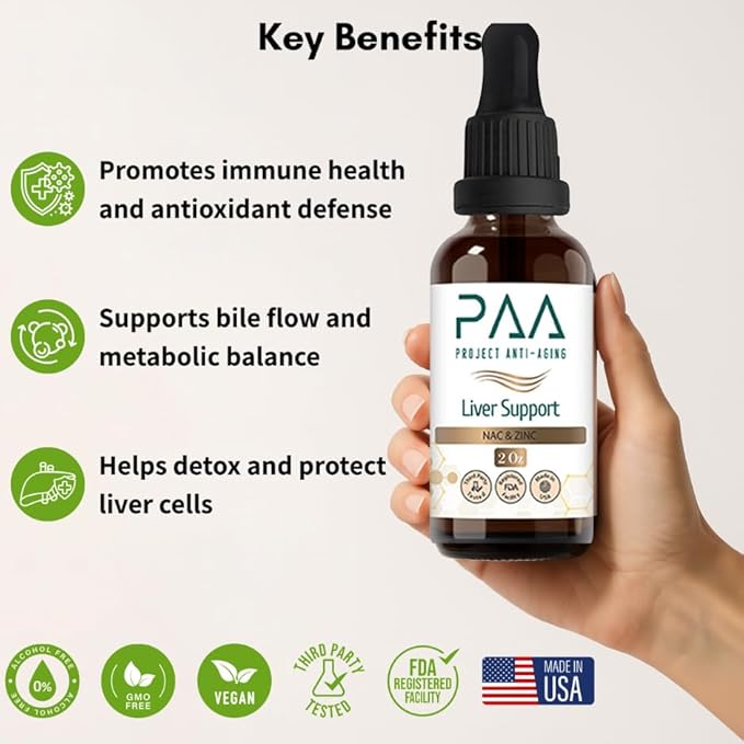 Liver Support Supplement with NAC Zinc Milk Thistle Complex 2 Oz Liquid Tincture Natural Detox Formula
