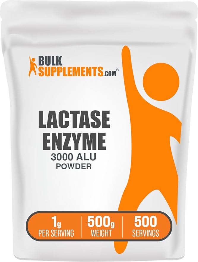 BulkSupplements.com Lactase Enzyme (3000 ALU) Powder - Lactase Enzyme Supplement Digestive Support - Gluten Free 1g per Serving 500g (1.1 lbs) (Pack of 1)