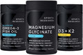Sports Research® Multivitamins Pack - 160 mg Chelated Magnesium Glycinate + Triple Strength Omega-3 Fish Oil 1250 + Vegan Vitamin D 5000iu &amp Mk7 Vitamin K 100mcg