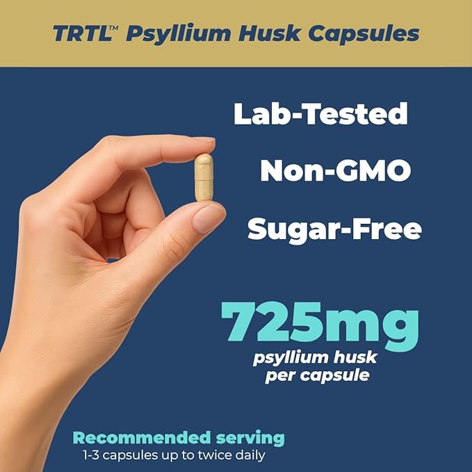 TRTL Psyllium Husk Capsules – 240ct | Fiber Supplement for Gut Health Support &amp Digestive Regularity | Packaged &amp Tested in USA Non-GMO | 2.2g Fiber per Serving