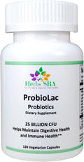 ProbioLac Probiotic Supplement with 25 Billion CFU Multi-Strain Probiotic for Digestive Balance &amp Immune Wellness 120 Vegetarian Capsules