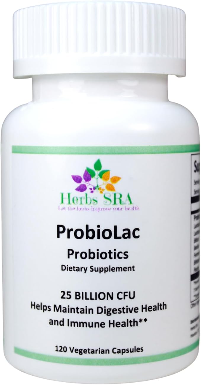 ProbioLac Probiotic Supplement with 25 Billion CFU Multi-Strain Probiotic for Digestive Balance &amp Immune Wellness 120 Vegetarian Capsules