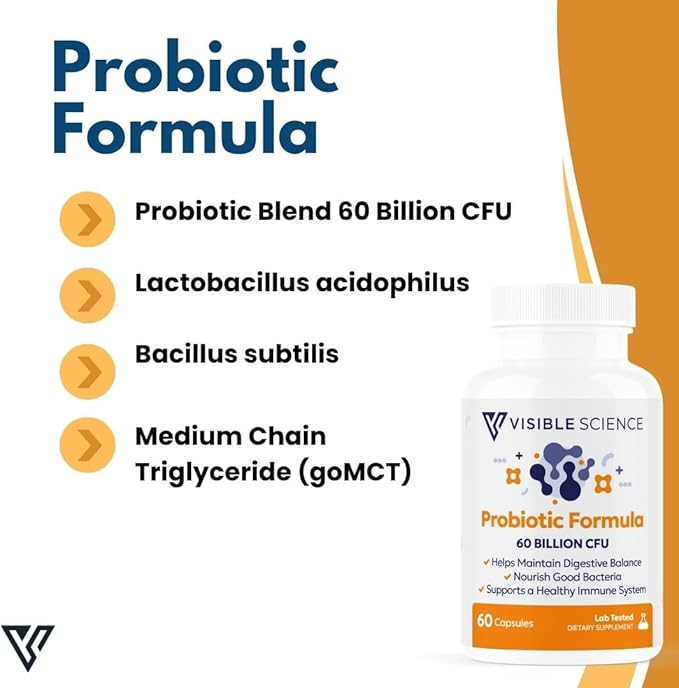 Probiotic Formula – Probiotic Strains – Gut Digestive &amp Immune Health Support – 60 Billion CFU Capsules 60ct
