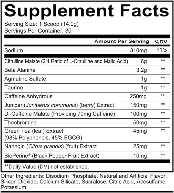REDCON1 Total War Pre Workout Rocket Bomb - Contains 320mg of Caffeine from Green Tea Juniper &amp Beta Alanine - Pre Work Out with Amino Acids to Increase Pump Energy + Endurance (30 Servings)