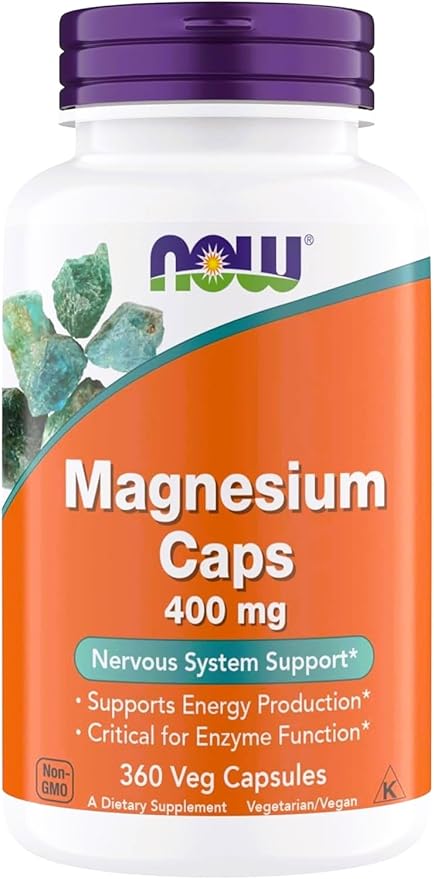 NOW Foods Supplements Magnesium 400 mg Supports Energy Production Enzyme Function Nervous System Support 360 Veg Capsules