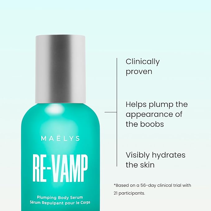 MAËLYS RE-VAMP Plumping Body Serum - Hydrating Body and Boob Serum with Hyaluronic Acid and Blackberry Extract (3.5 oz)