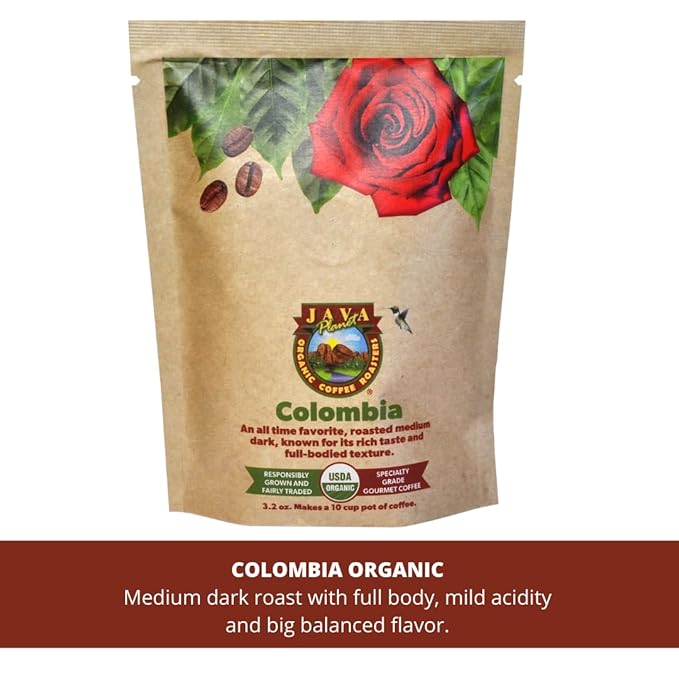 Java Planet Coffee Gift Basket Sampler Set for Coffee Lovers: Low Acid Organic Beans: Whole Bean Mold-Free &amp Stomach Friendly - Arabica Gourmet 1.32 LBs (19.2 oz) packaged in 6 Bags Each 3.2 o