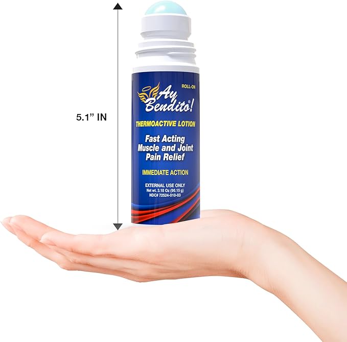 Ay Bendito! Thermoactive Lotion for Faster Pain Relief on Joints and Muscle Function - 3.18 oz Roll-on - Two Pack