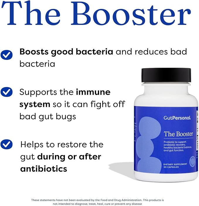 GutPersonal The Booster Targeted Probiotic for Gut Health: Support The Immune System with 5 Billion CFU Saccharomyces Boulardii Capsules 30 Servings