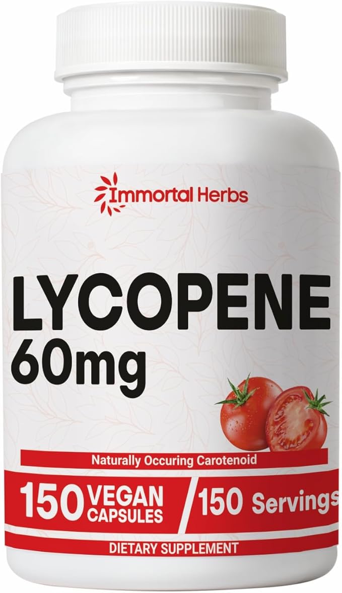 Lycopene Supplement for Men 60mg 120 Capsules Natural Tomato Extract Powder 4 Month Supply 100% Veg Lycopene Complex Non-GMO and Gluten Free Carotenoid Supplement