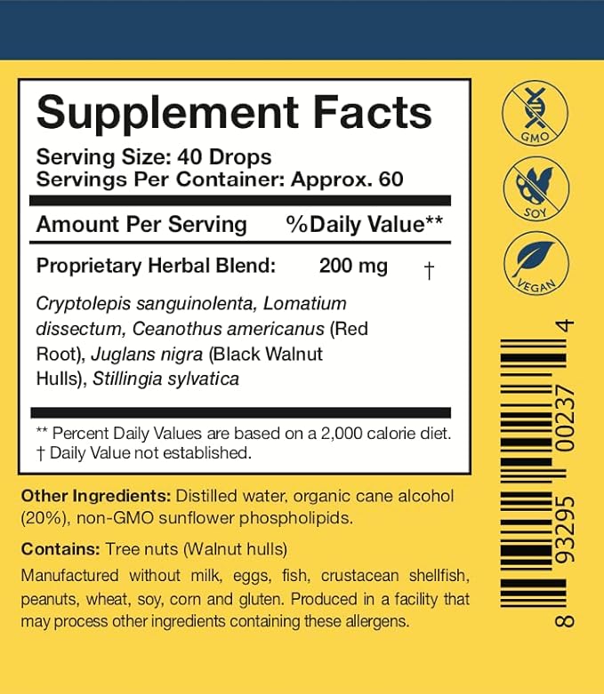 Researched Nutritionals Crypto-Plus - Targeted Microbial &amp Immune Support Formula with Red Root Black Walnut Extract and Phospholipid Delivery for Maximum Nutrient Absorption (4 Fl Oz)