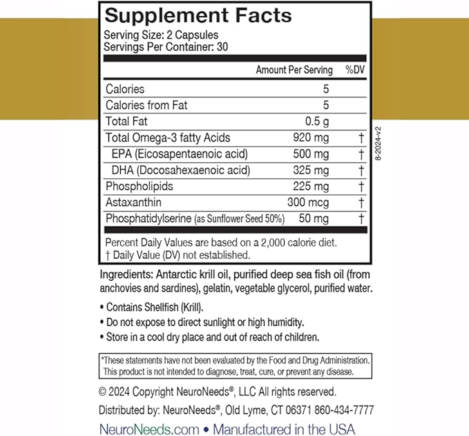 OmegaNeeds Omega-3 Fish Oil Supplement – 1000mg EPA &amp DHA Per Serving – Supports Brain Eye and Heart Health – Burpless Ultra-Pure Easy-to-Swallow Softgels – 60 Capsules