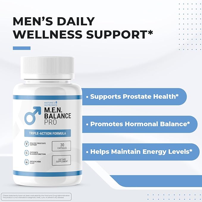 Men Balance Pro – Plant-Based Men’s Formula – Natural Capsules with Vitamins Minerals &amp Botanical Extracts – Made in USA Non-GMO VegetarianGMP-Certified – 60 Capsules  3 Month Supply