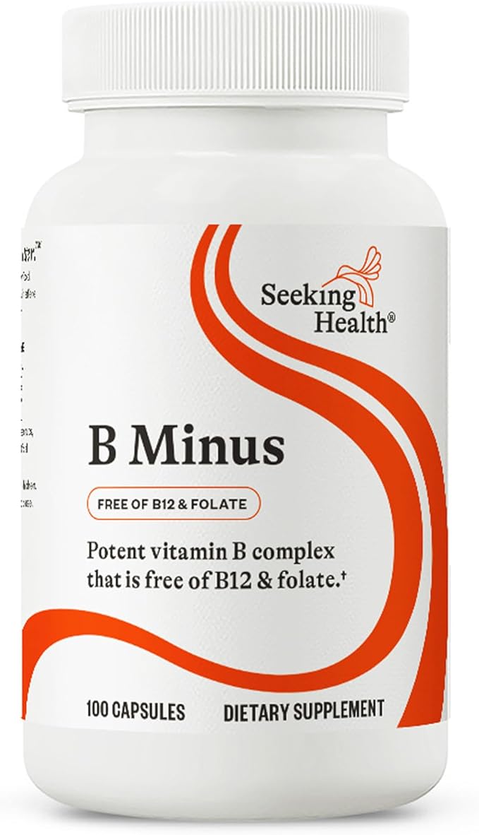 Seeking Health B-Minus - Complex Vitamin Supplement with Biotin &amp Riboflavin - Vitamin B Blend Supports Brain Health &amp Energy - 100 Capsules