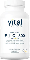 Vital Nutrients Ultra Pure® Fish Oil 800 - Supports Heart Brain &amp Immune Health* - Sustainably Sourced High EPA &amp DHA Omega-3 Fatty Acid - Lemon Flavor - Gluten Dairy Soy Free - 90 Softgel