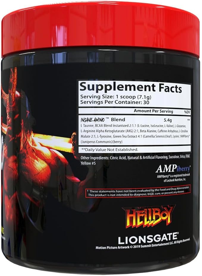 Insane Labz Hellboy Bundle Psychotic Hellboy Pre Workout and Insane Amino BCAA Increase Muscle Mass Strength Focus and Recovery Time Lemonade