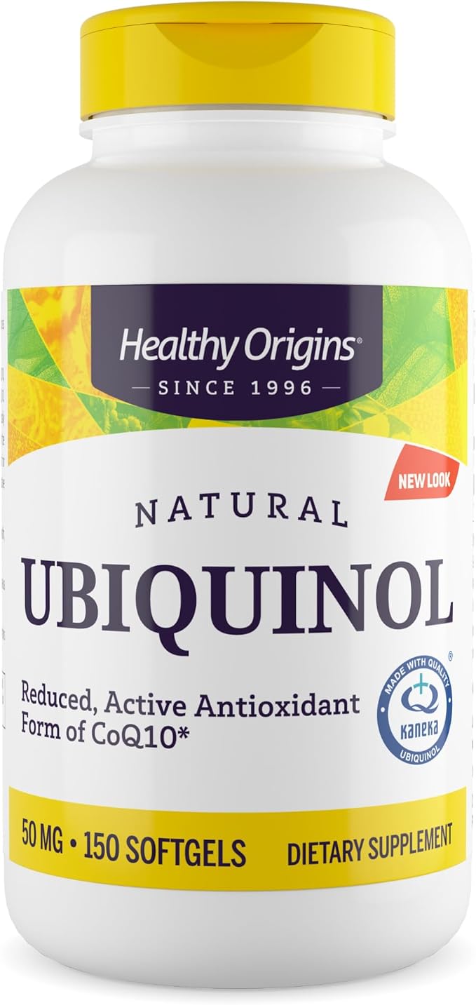 Healthy Origins Ubiquinol (Active Form of CoQ10) 50 mg - Ubiquinol Supplements for Heart Health &amp Antioxidant Support - Gluten-Free &amp Non-GMO Supplement - 150 Softgels