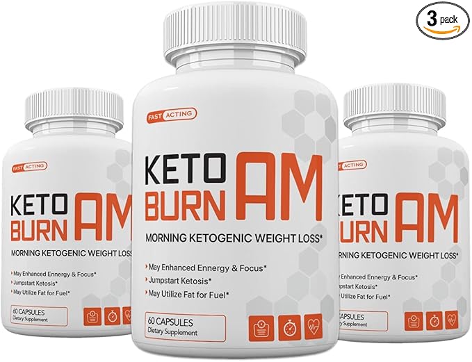 (Pack of 3) Keto Burn AM Morning Ketogenic Weight Management Keto Burn Pills for Men and Women 180 Capsules 3 Months Supply