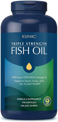 GNC Triple Strength Fish Oil Omega 3 Supplement 1000mg EPA and DHA Supports Heart Brain Skin Eye and Joint Health 210 Softgels