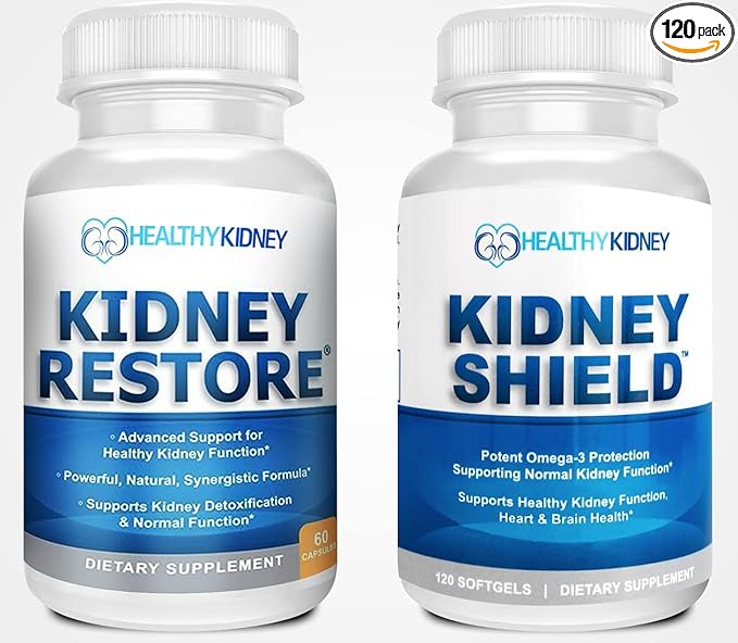 Kidney Restore &amp Kidney Shield 2-Pack Bundle for Kidney Cleanse Support Kidney Function Renal Health and More