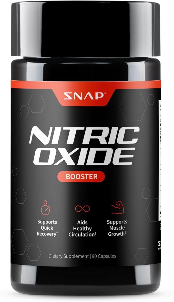 Snap Supplements Nitric Oxide Booster Pre Workout Muscle Builder - L Arginine L Citrulline 1500mg Formula Tribulus Extract &amp Panax Ginseng Strength &amp Endurance (90 Capsules)