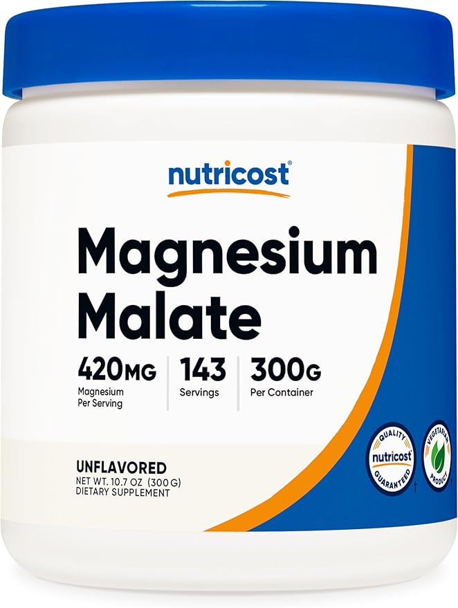 Nutricost Magnesium Malate Powder (300g) - 420mg of Magnesium Per Serving - Non-GMO Gluten Free