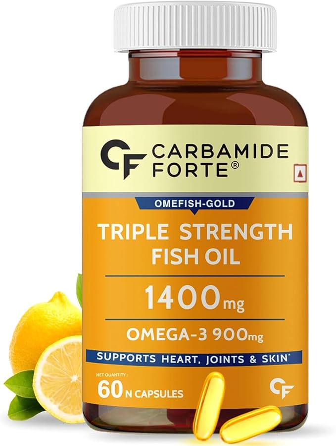 Triple Strength Fish Oil 1400mg with Omega 3 900mg for Men &amp Women - 60 Softgel Capsules