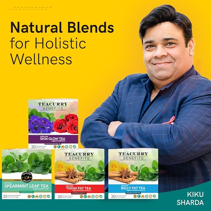 TEACURRY Vata Dosha tea - (1Months Pack 30 Tea Bags) - Helps to Balance Vata Dosha - Part of Tridosha Tea - Helps in Digestion and Belly Area