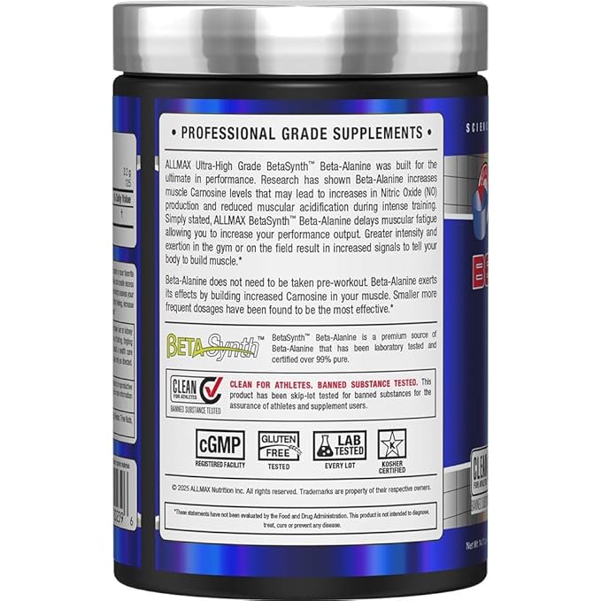 ALLMAX Nutrition Beta-Alanine Powder Performance Enhancer for Strength &amp Endurance 400g (14.11 oz)