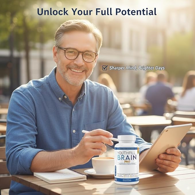 Youth Fuel Brain Pro Neuro Support Supplement 180 Capsules Extra Strength Formula with Vitamins &amp Herbal Blend