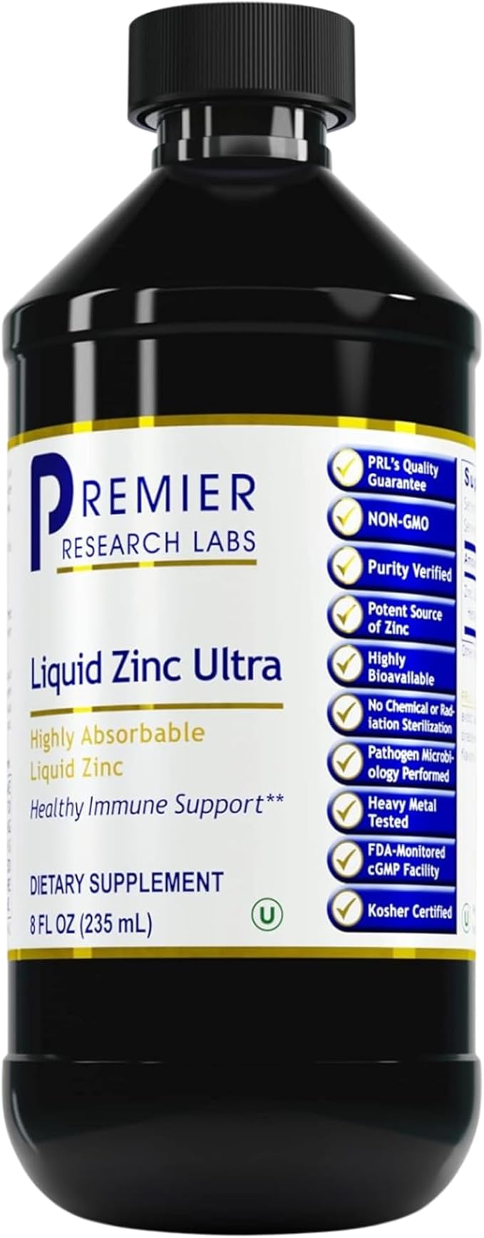 Premier Research Labs Liquid Zinc Ultra Supplement - for Immune Support &amp Well-Being for Adults &amp Kids - Highly Absorbable Drops - Used for Rapid Analysis of Zinc Status - 8 fl oz