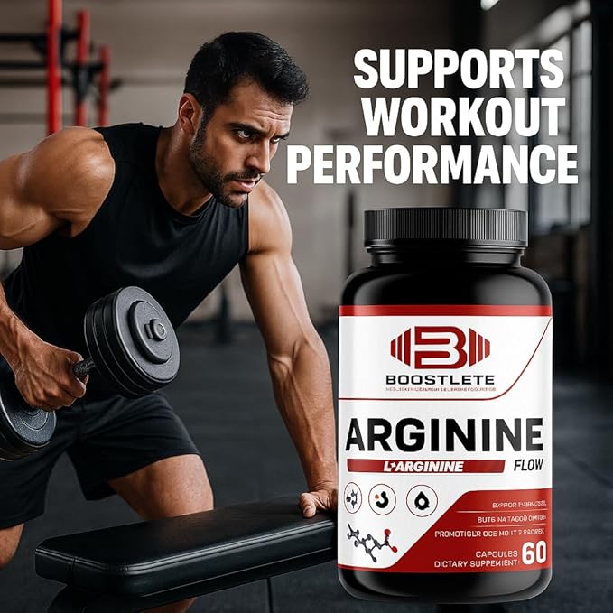 Arginine Flow – L-Arginine with Citrulline AKG &amp Beta Alanine – Nitric Oxide Support for Muscle Pump Circulation and Endurance – 60 Capsules