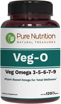 Pure Nutrition Vegan Omega 3-5-6-7-9 | 120 Softgels | 600mg per Serving of 2 Softgels | Multi Omega Supplement for Overall Health | Non GMO | Gluten Free