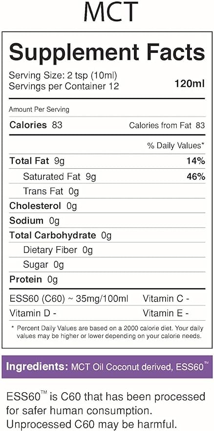 SES Research Combo of C60 Super Antioxidant Olive Oil and 100% Organic Coconut Derived MCT Oil - 150ml