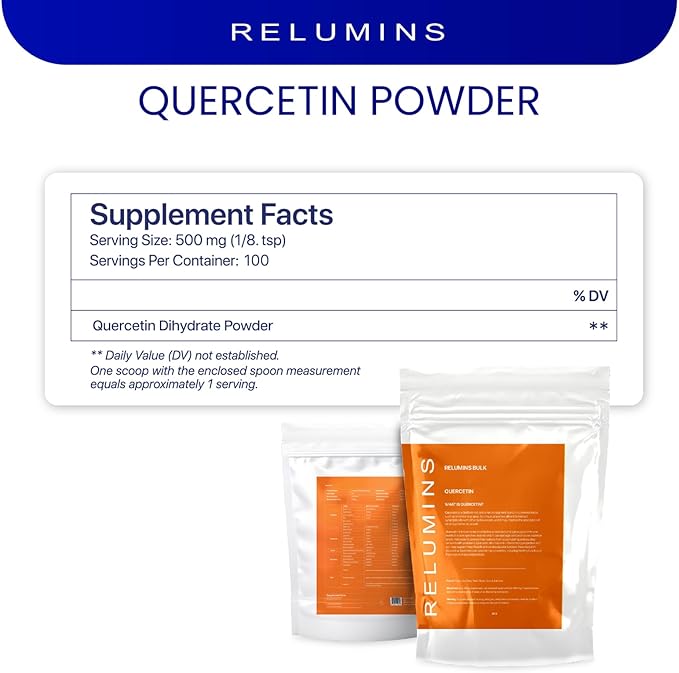 Relumins PUREPOWDER Quercetin - Immune Support Antioxidant Boost and Overall Wellness - 50g Bulk Powder