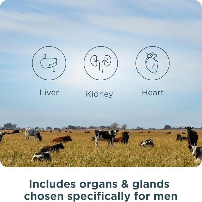 Ancient Nutrition Organ Supplements for Men Once Daily Grass-Fed and Wild Organ Complex Tablets Liver Prostate Pancreas Supports Male Performance Healthy Aging 30 Ct