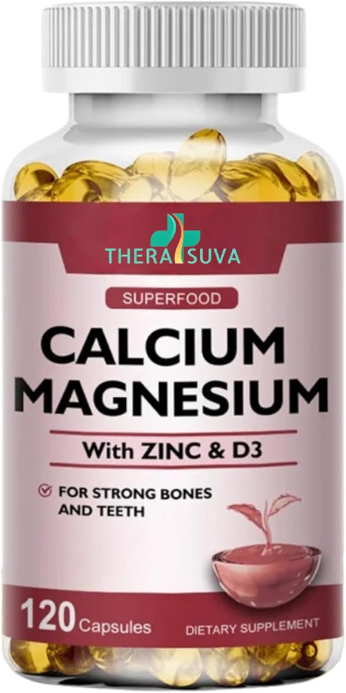 Extra Strength Calcium 1000mg + Magnesium 400mg + D3 + Zinc Complex Supplement for Bone and Immune Health 2 Month Supply 120 Softgels
