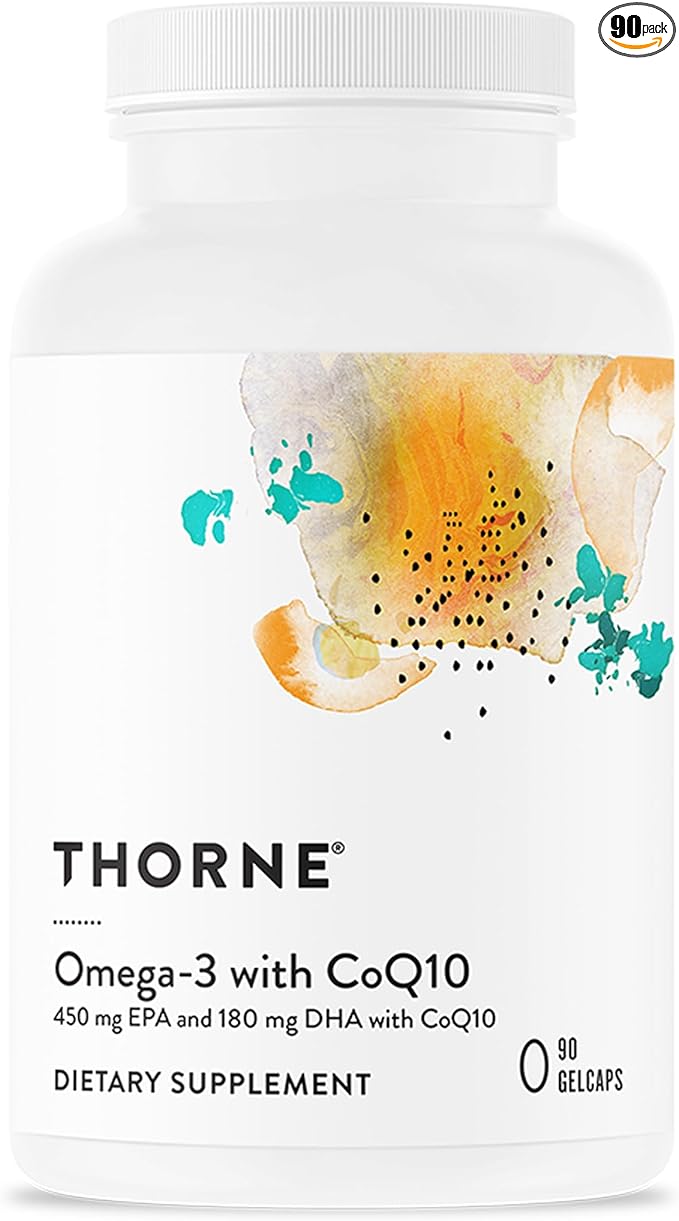 THORNE - Omega-3 with CoQ10 - Fish Oil Supplement with EPA &amp DHA from Sustainably Sourced Fish - Supports Brain Skin Joint &amp Heart Health* - Third-Party Certified - Gluten &amp Dairy-Free -