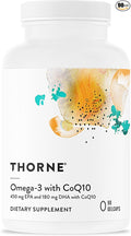 THORNE - Omega-3 with CoQ10 - Fish Oil Supplement with EPA &amp DHA from Sustainably Sourced Fish - Supports Brain Skin Joint &amp Heart Health* - Third-Party Certified - Gluten &amp Dairy-Free -