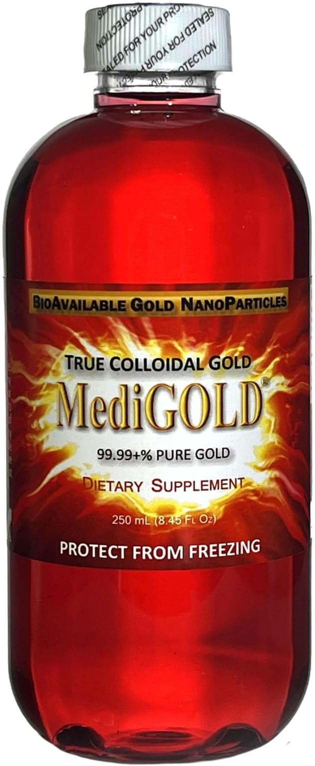 MediGOLD® True Colloidal Gold AuNP Nutritional Supplement - 250 mL in Clear Plastic Bottle