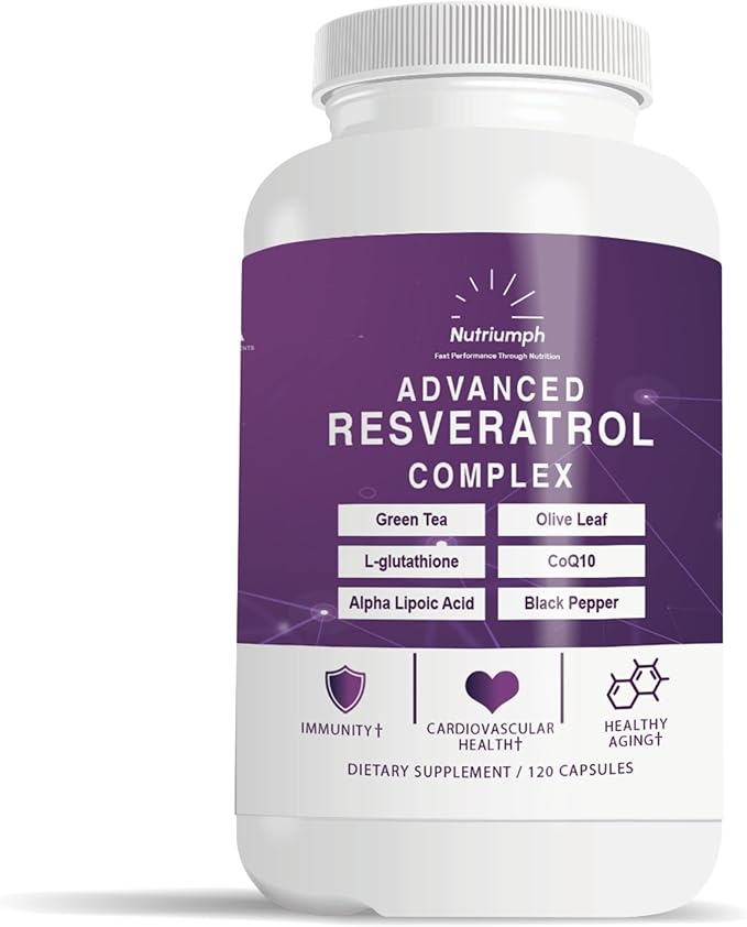 Advanced Resveratrol Complex – 1400mg Antioxidant Supplement with CoQ10 L-Glutathione Alpha Lipoic Acid Green Tea Olive Leaf and Black Pepper – 120 Vegan Capsules – Non-GMO Made in USA