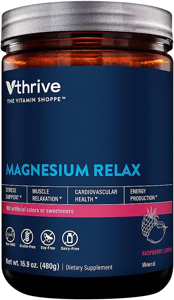 Magnesium Relax Powder - Supports Stress &amp Muscle Relaxation - Raspberry Lemon (16.9 oz. / 100 Servings)